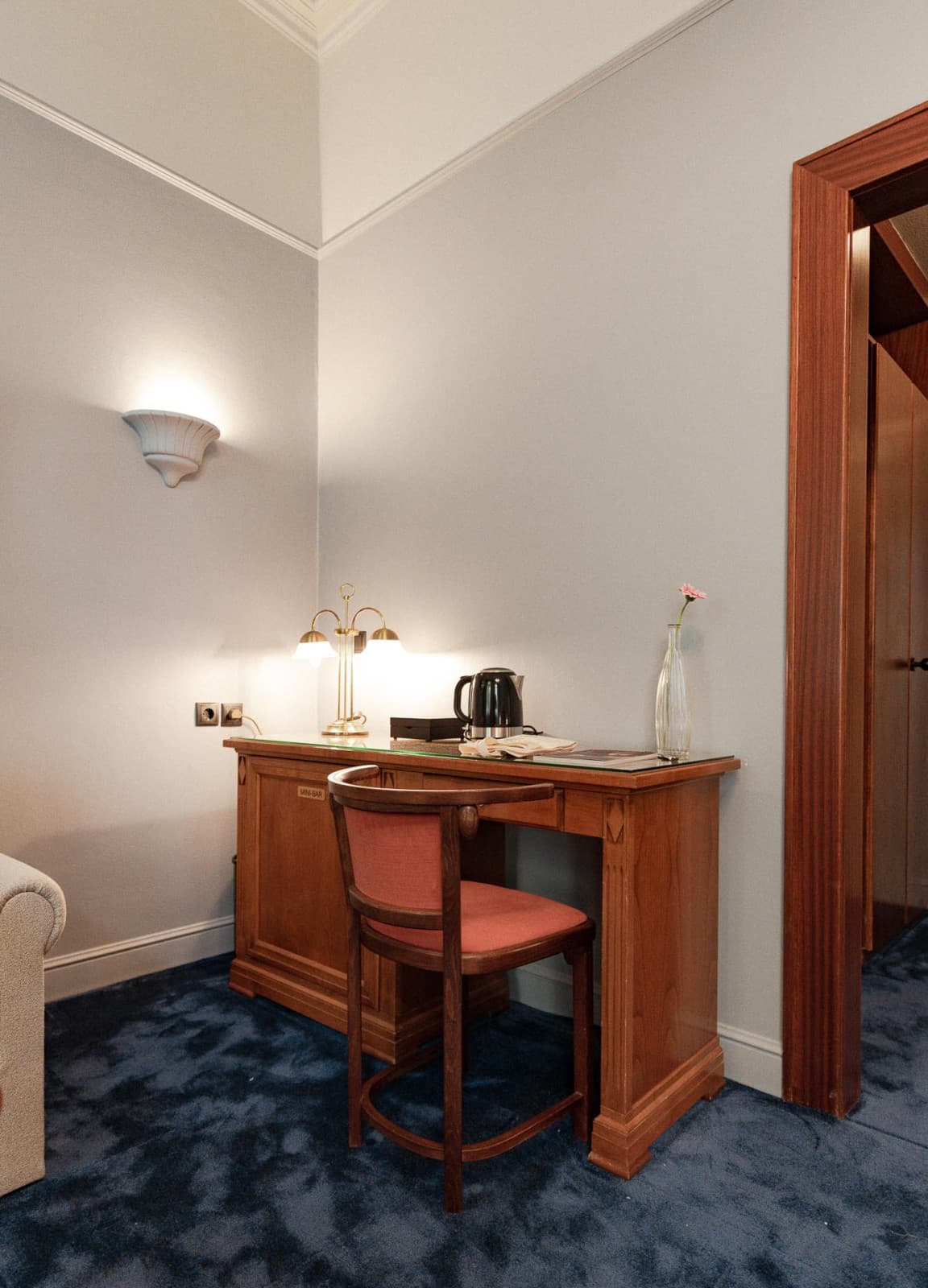 How about a desk to get some work done? All rooms offer a desk to work on, as shown in the back, which are still the orginal desk from before the rennovation.