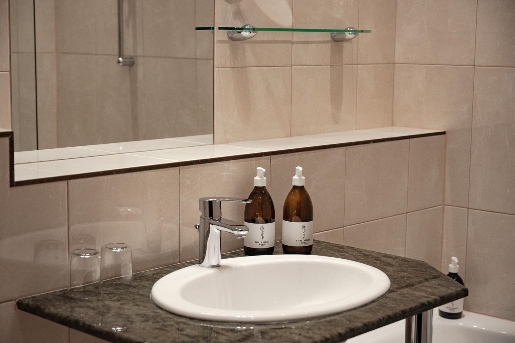 Each bathroom is equipped with products by Sain Charles apothecary to make your stay even nicer.