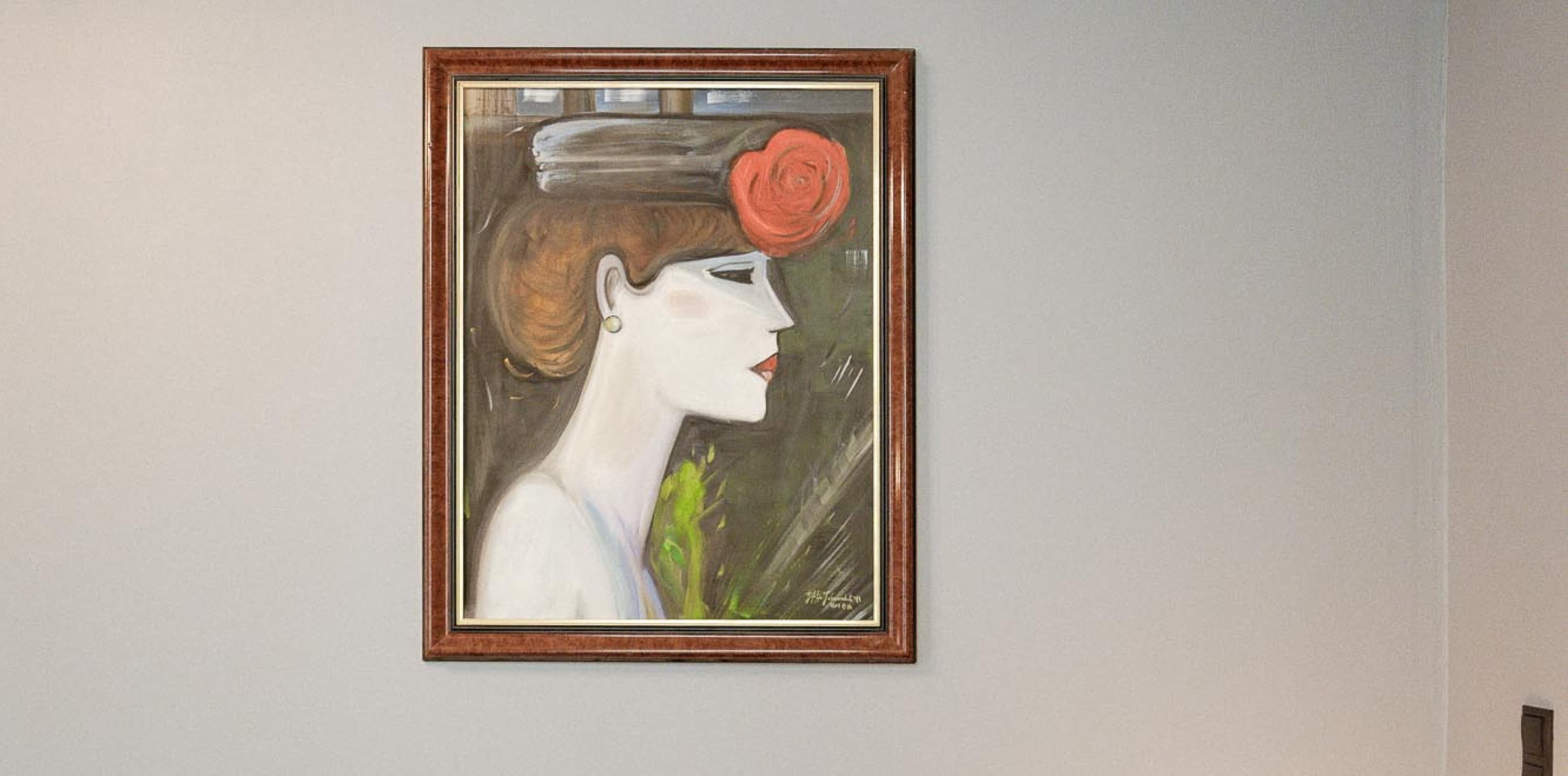 Seen is a beautiful art work by a serbian artist, that shows a woman in a 20s inspired theme.